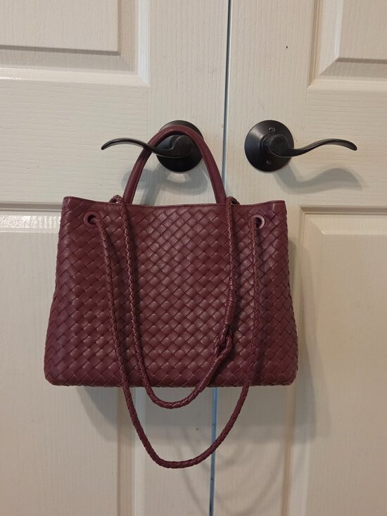 Quince Handbags - Quince Romy Handwoven Satchel Merlot
